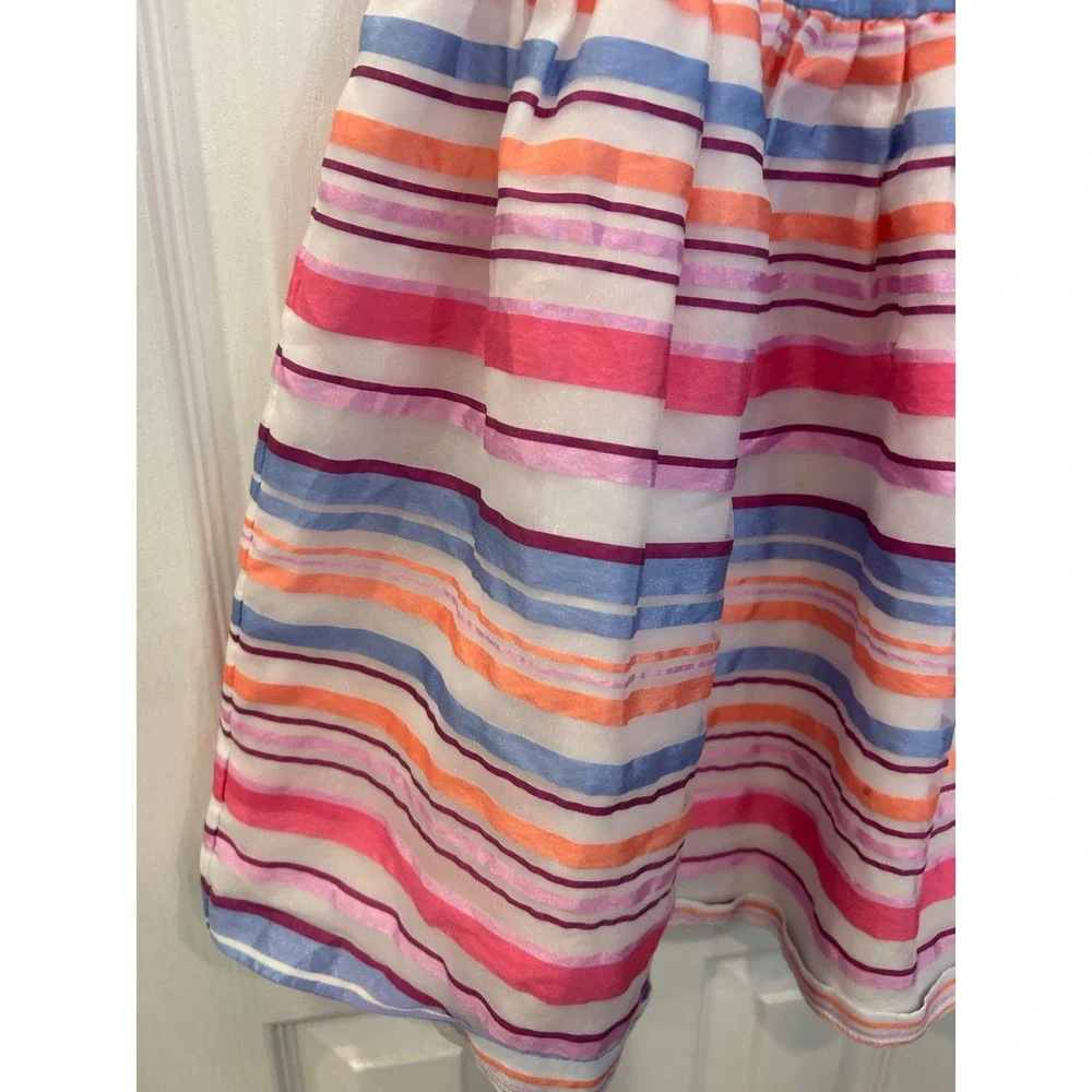 Gymboree Dressed Up Dress Multi Color Striped Sheer Mesh Cap Sleeve Party bin C‎